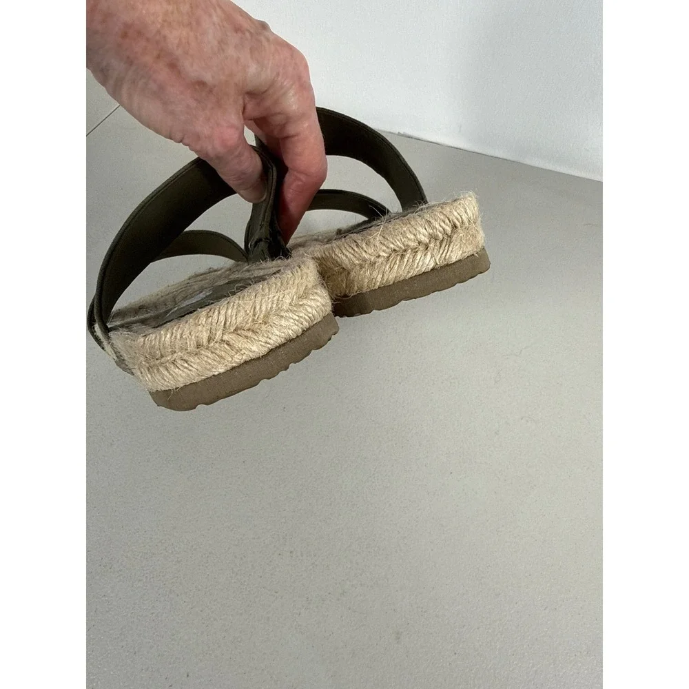 Haute Hippie Style Olive Green Two Strap Espadrille Slide Sandals Women Sz 9 m